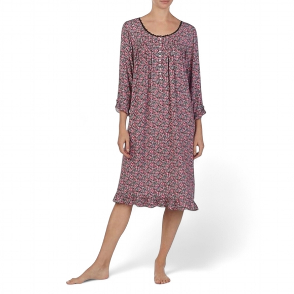 Eileen West Other - Eileen West SOFT Modal Queen Annes Lace RUFFLED HEM Floral Waltz‎ Nightgown Sz S